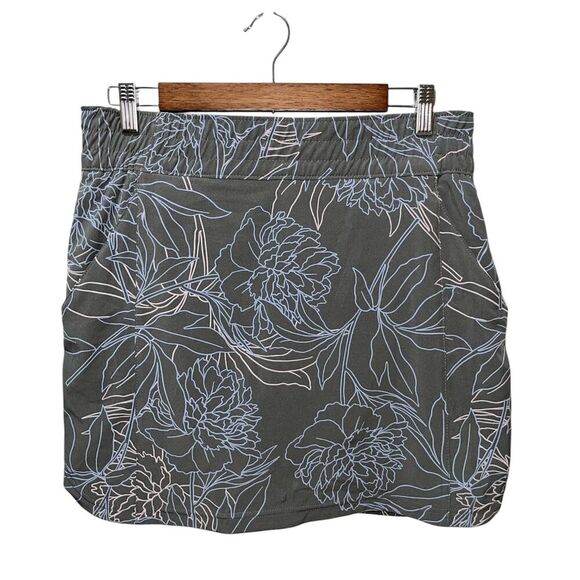 Columbia Wicking Gray Blue Floral Prints Women's Medium Athletic Hiking Skort - Picture 1 of 9